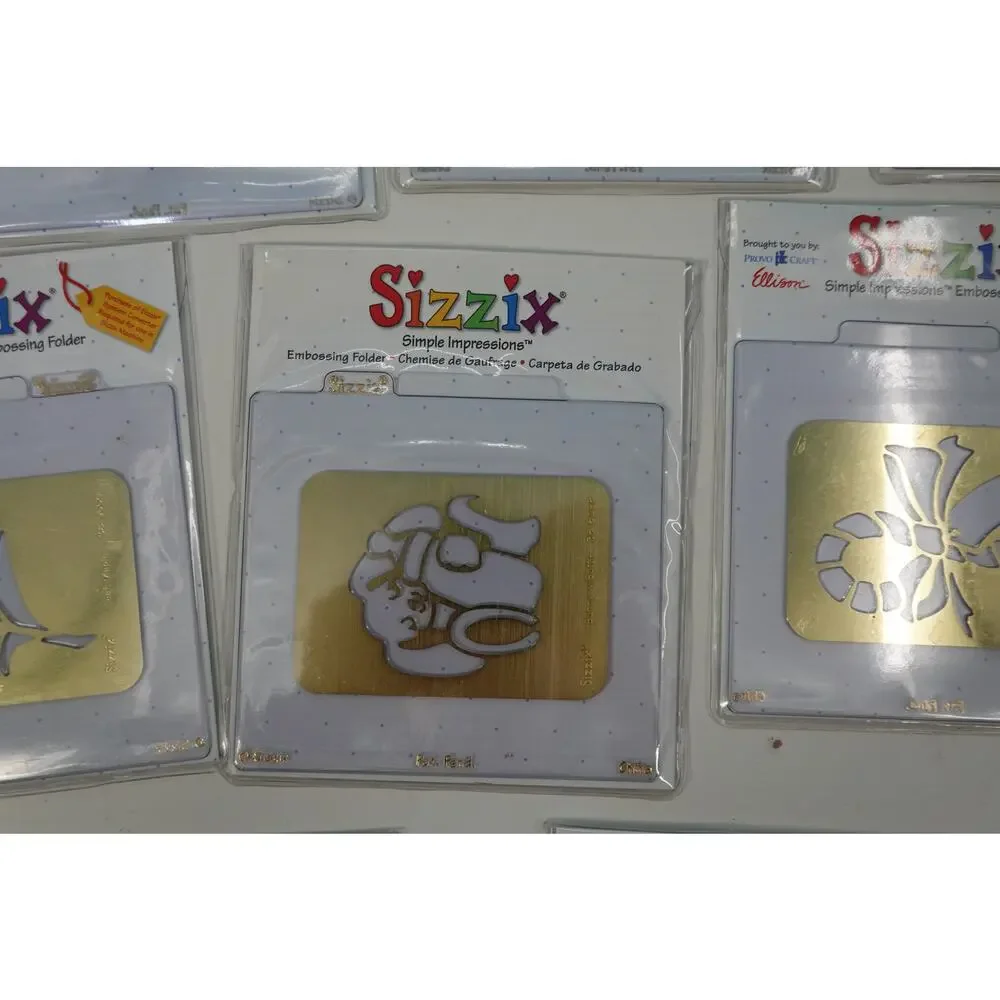 Lot of 11 Sizzix Simple Impressions Embossing Folder